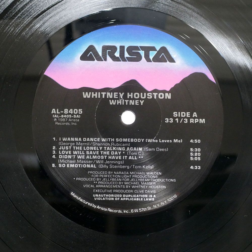米 WHITNEY HOUSTON/WHITNEY/ARISTA AL8405 LP_画像2
