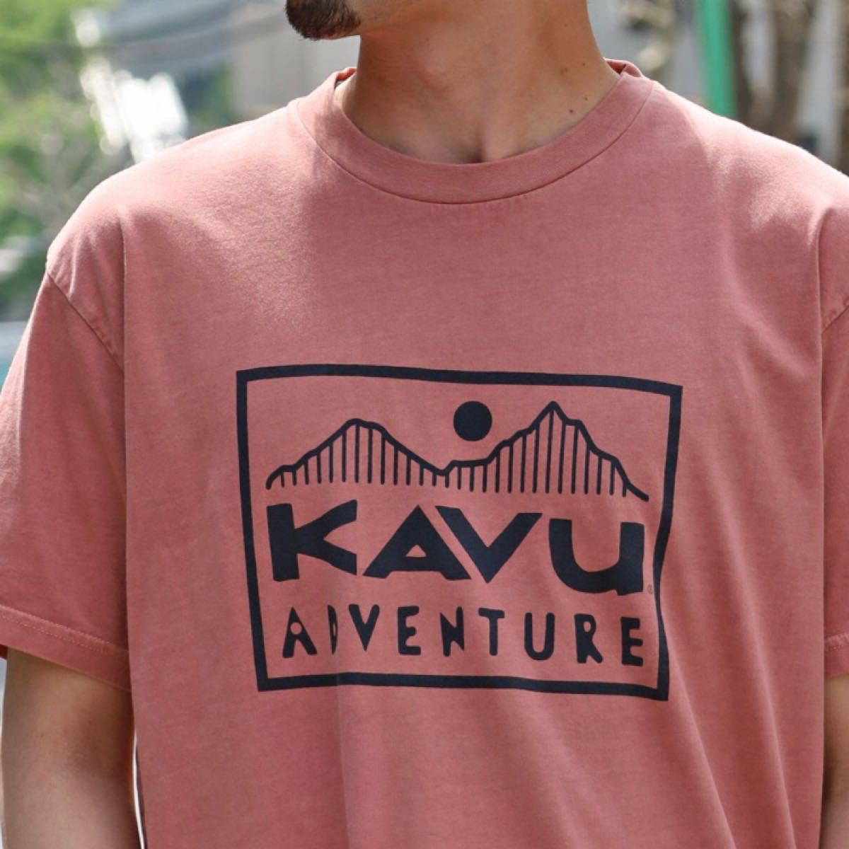 《新品》KAVU メンズ SET OFF トップス ロゴ プリント クルーネック ストリート アウトドア レッド メンズ M