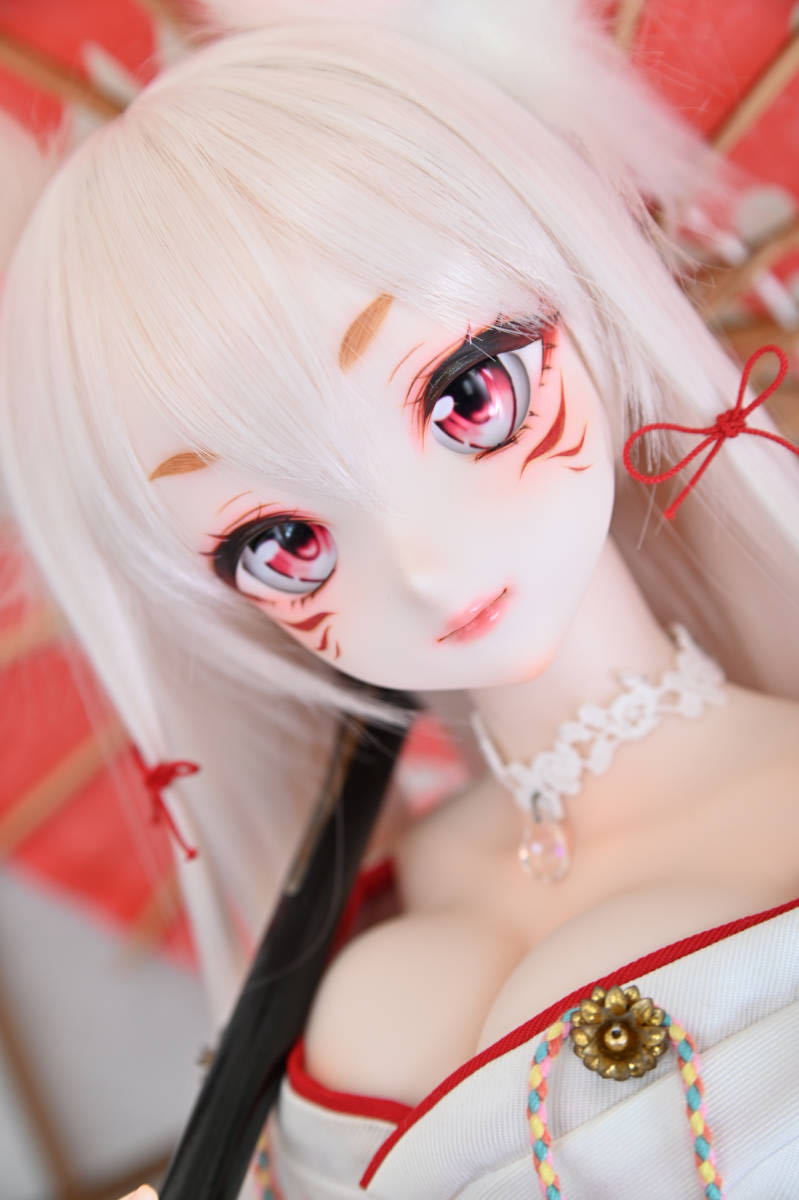 ＊狐花＊DDH-09セミホワイト肌 　お狐様カスタムヘッド＋アイ　_画像3