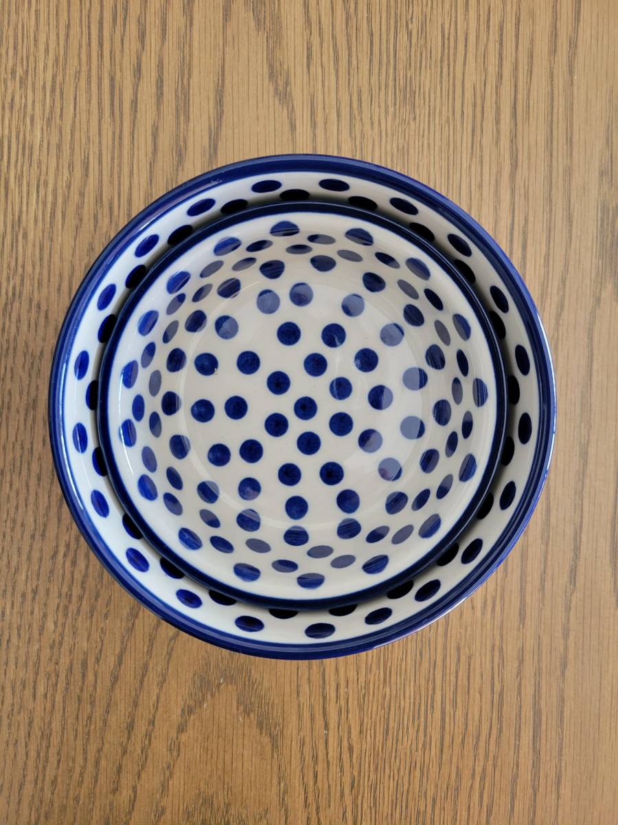 [ free shipping ] Sera mika* dot pattern Polka dot * bowl ( large small 2 piece set )CERAMIKA* Poland tableware * ceramics Poe lishupota Lee polka dot pattern 