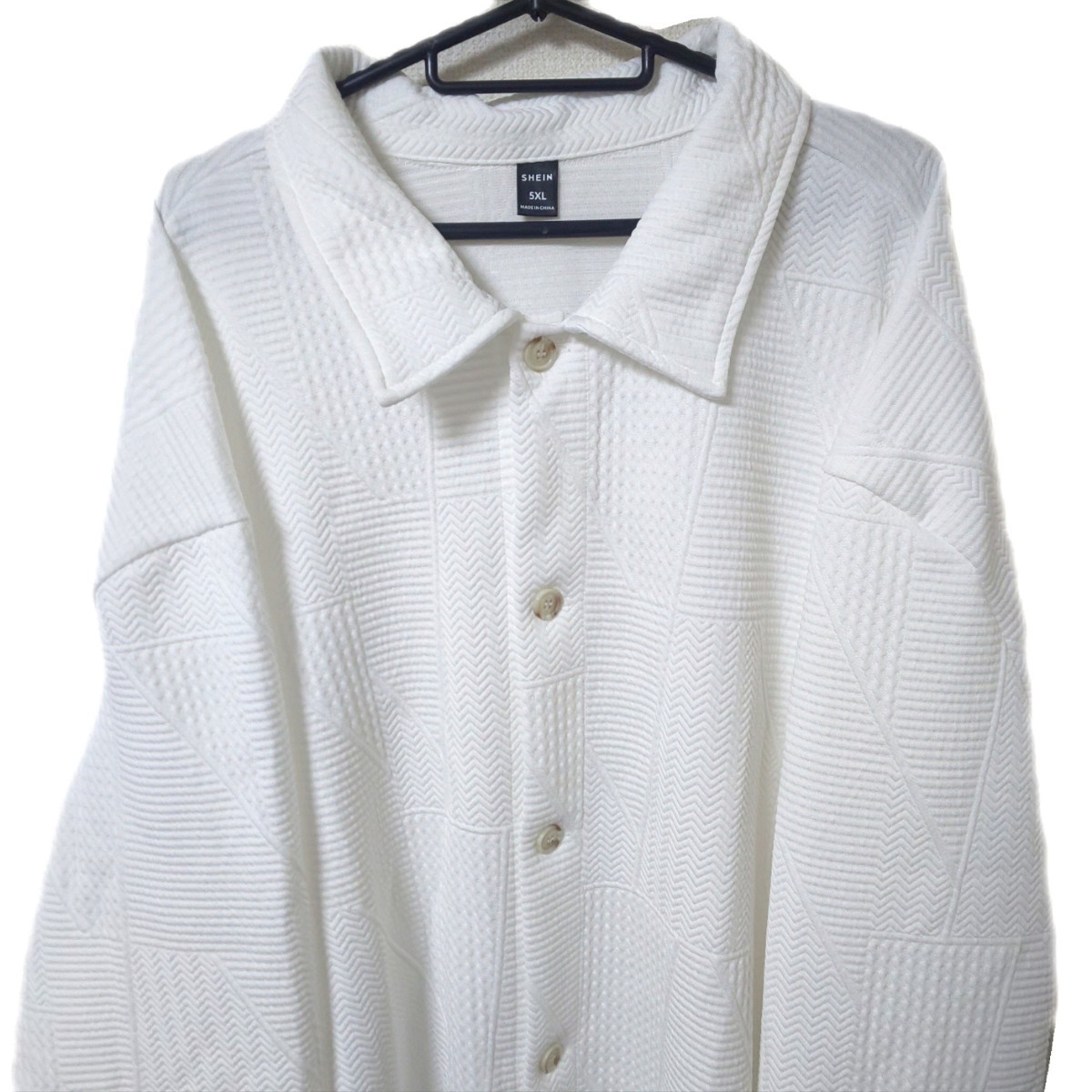 新品 5XL ジャケット シャツ 長袖 6L 白 ホワイト 大きいサイズ 未使用 トップス ビッグサイズ SHEIN_画像5
