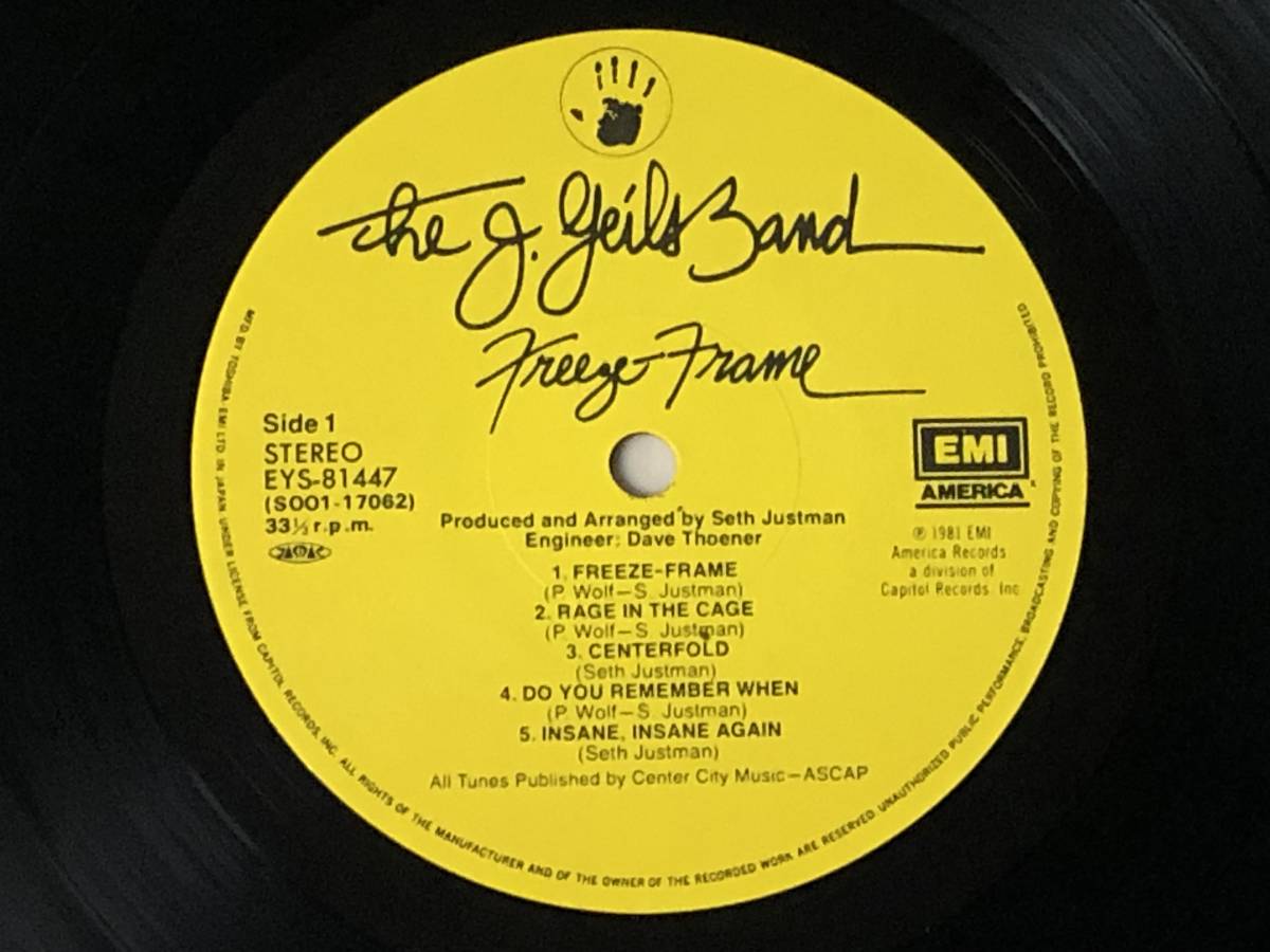 [LP] The J. Geils Band J・ガイルズ・バンド / Freeze-Frame フリーズ・フレイム ☆ 80's、Randy Brecker、帯付き日本盤、EYS-81447_画像4