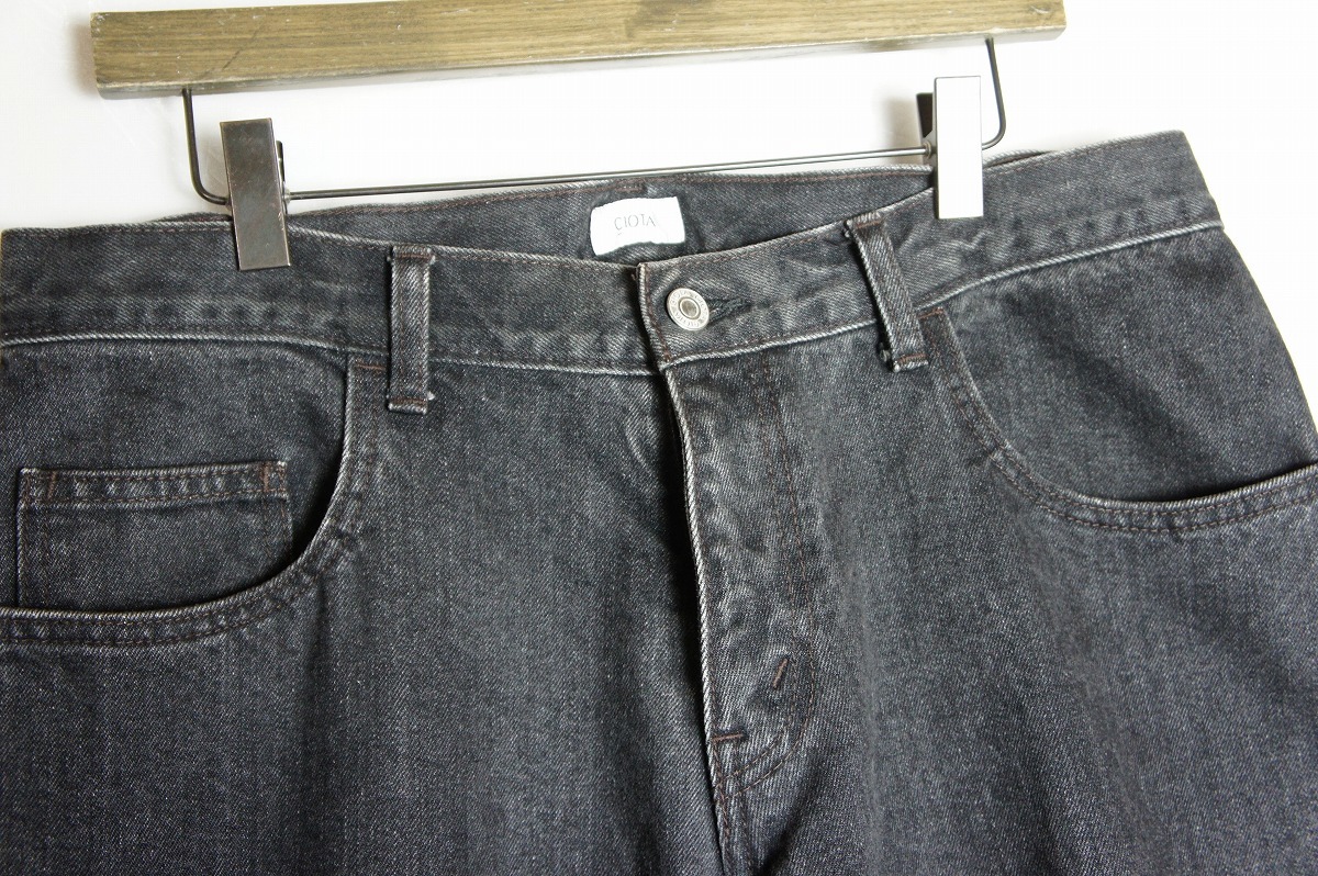 美品21AW CIOTA シオタ スビンコットン 13.5oz バギー デニム パンツ ジーンズ ワイドシルエット NPTM-11BG ブラック黒106O▲_画像5