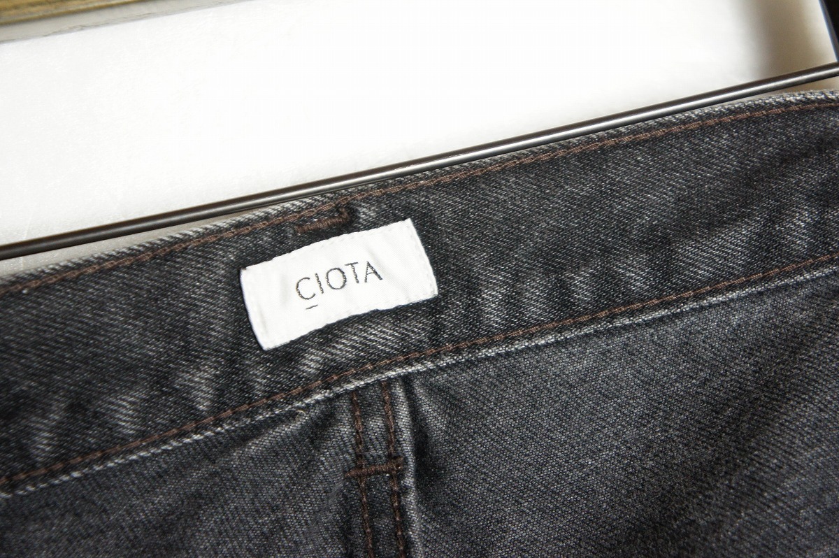 美品21AW CIOTA シオタ スビンコットン 13.5oz バギー デニム パンツ ジーンズ ワイドシルエット NPTM-11BG ブラック黒106O▲_画像3