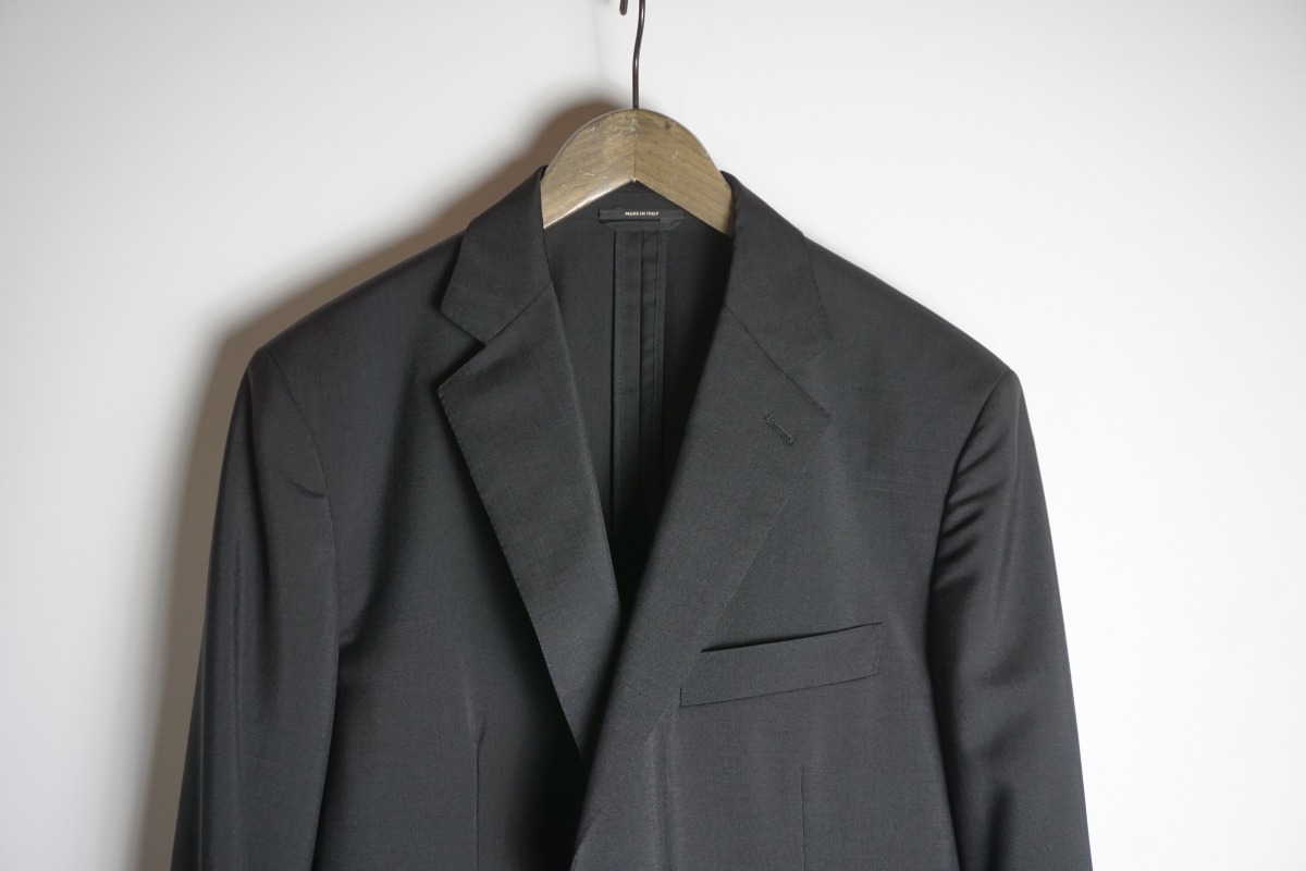 正規 新品 HERMES エルメス セットアップ ブラック スーツ ウール 2Bシングル ジャケット パンツ A19821 メンズ52黒本物1226N▲の画像3