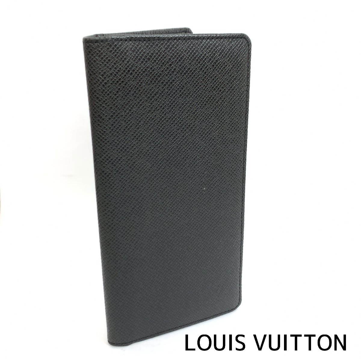 美品 LOUIS VUITTON ルイ ヴィトン タイガ ポルトフォイユ ブラザ M32572 2つ折り 長財布 レザー アルドワーズ 黒 メンズ イニシャル入 鞄_画像1