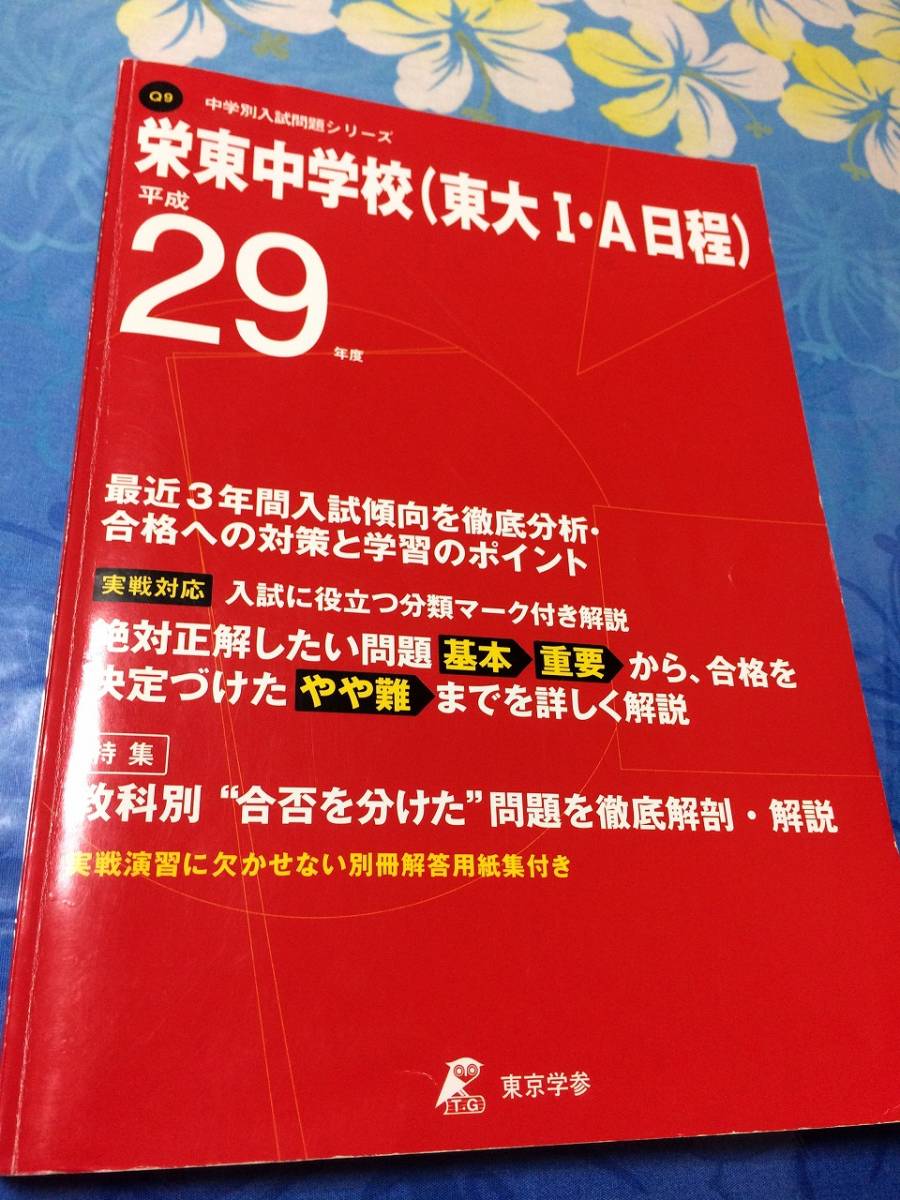 東京学参　栄東中学校 東大1・A日程 平成29年度 最近３年間　入試に役立つ分類マーク付き 送料無料_画像1