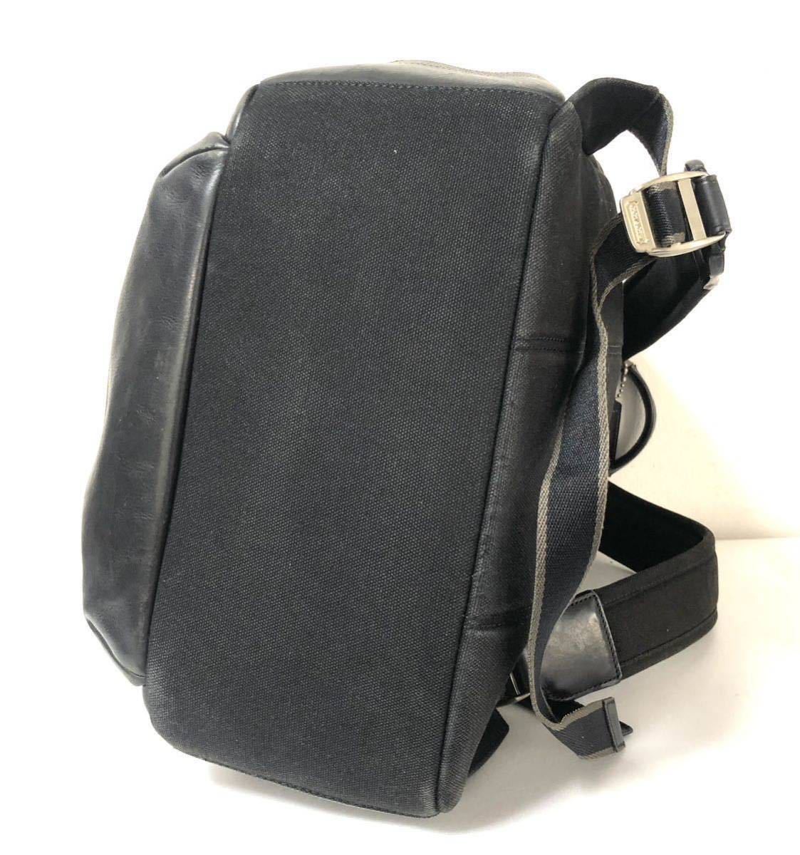 COACH Coach worn te-ji web rucksack bag pack F70579 Heritage Web Canvas Backpack canvas × leather black 