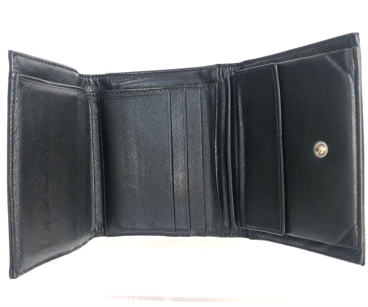 PRADA プラダ　テスートナイロン　三つ折り財布　イタリア製　刻印あり　ブラック