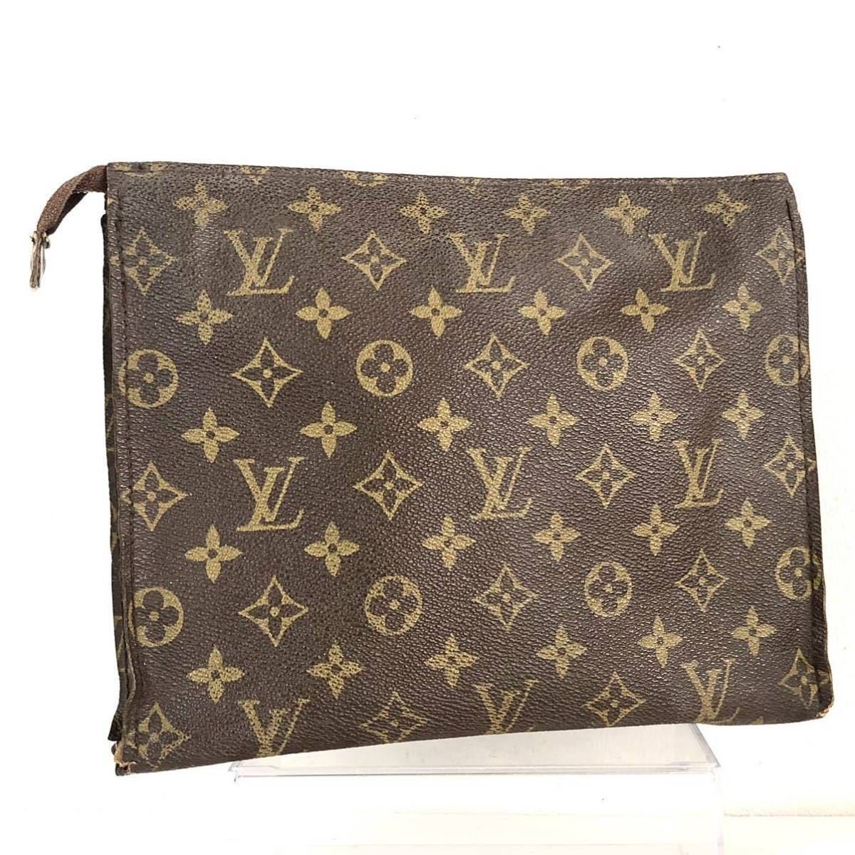 ■希少ヴィンテージ■LOUIS VUITTON ルイヴィトン　ポッシュトワレット26 コスメポーチ　PVC 布タグ　ブラウン_画像1