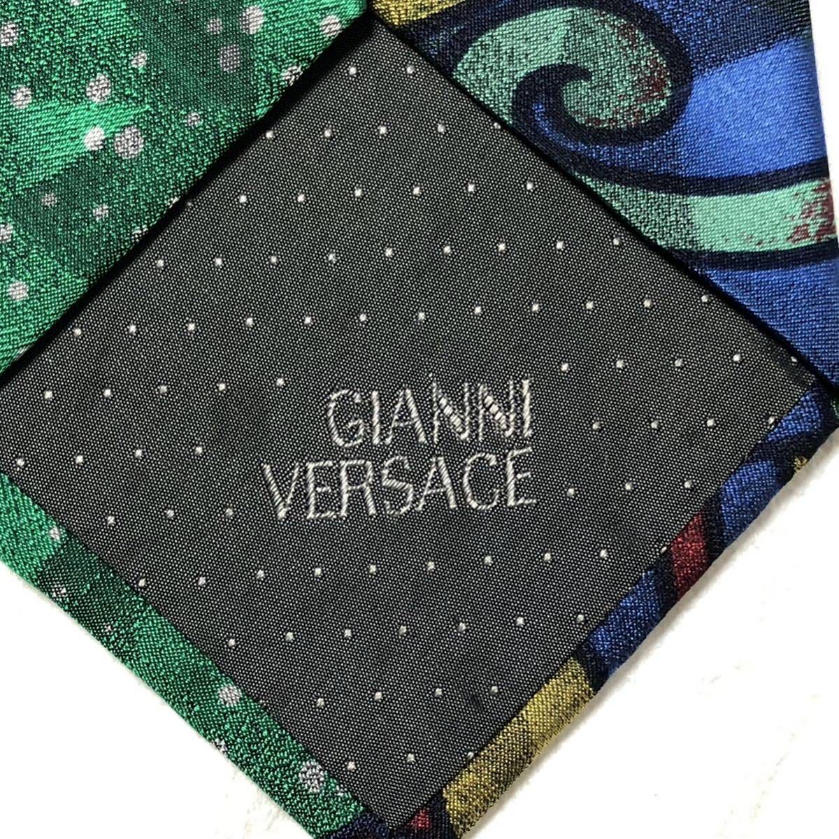 # beautiful goods #GIANNI VERSACE Gianni Versace necktie present-day fine art manner total pattern silk 100% Italy made multicolor 