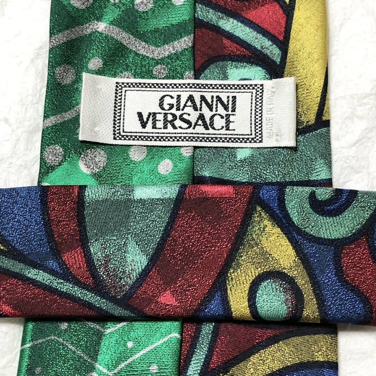 # beautiful goods #GIANNI VERSACE Gianni Versace necktie present-day fine art manner total pattern silk 100% Italy made multicolor 