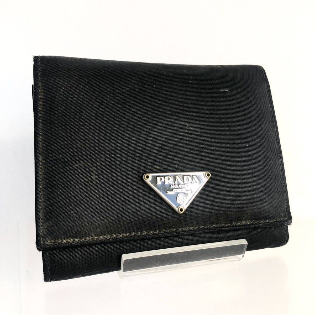 PRADA プラダ　テスートナイロン　三つ折り財布　イタリア製　刻印あり　ブラック
