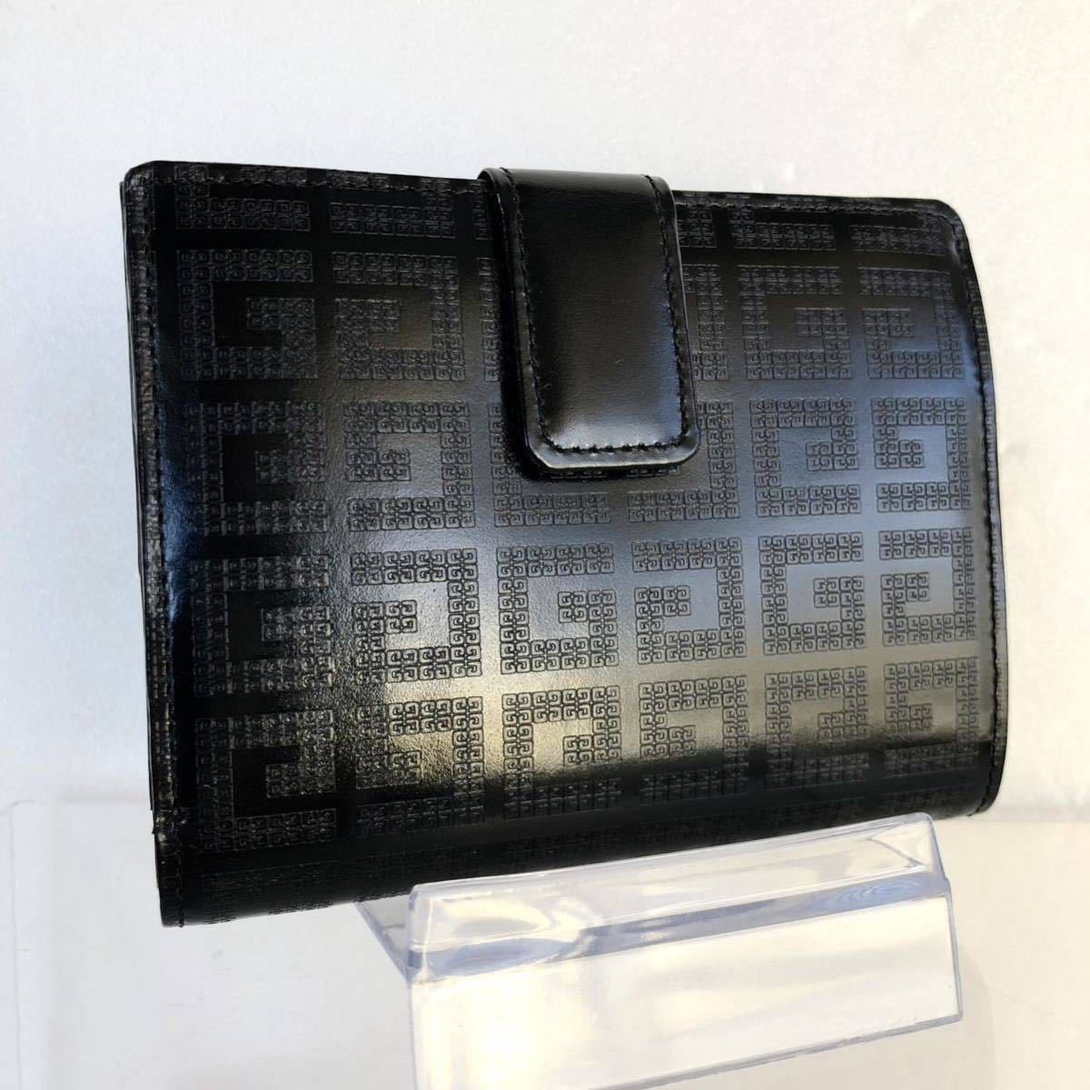 ■未使用長期保管品■GIVENCHY ジバンシィ　ロゴ総柄　三つ折り財布　日本製　ブラック　ゴールド金具　紙カード類あり_画像2