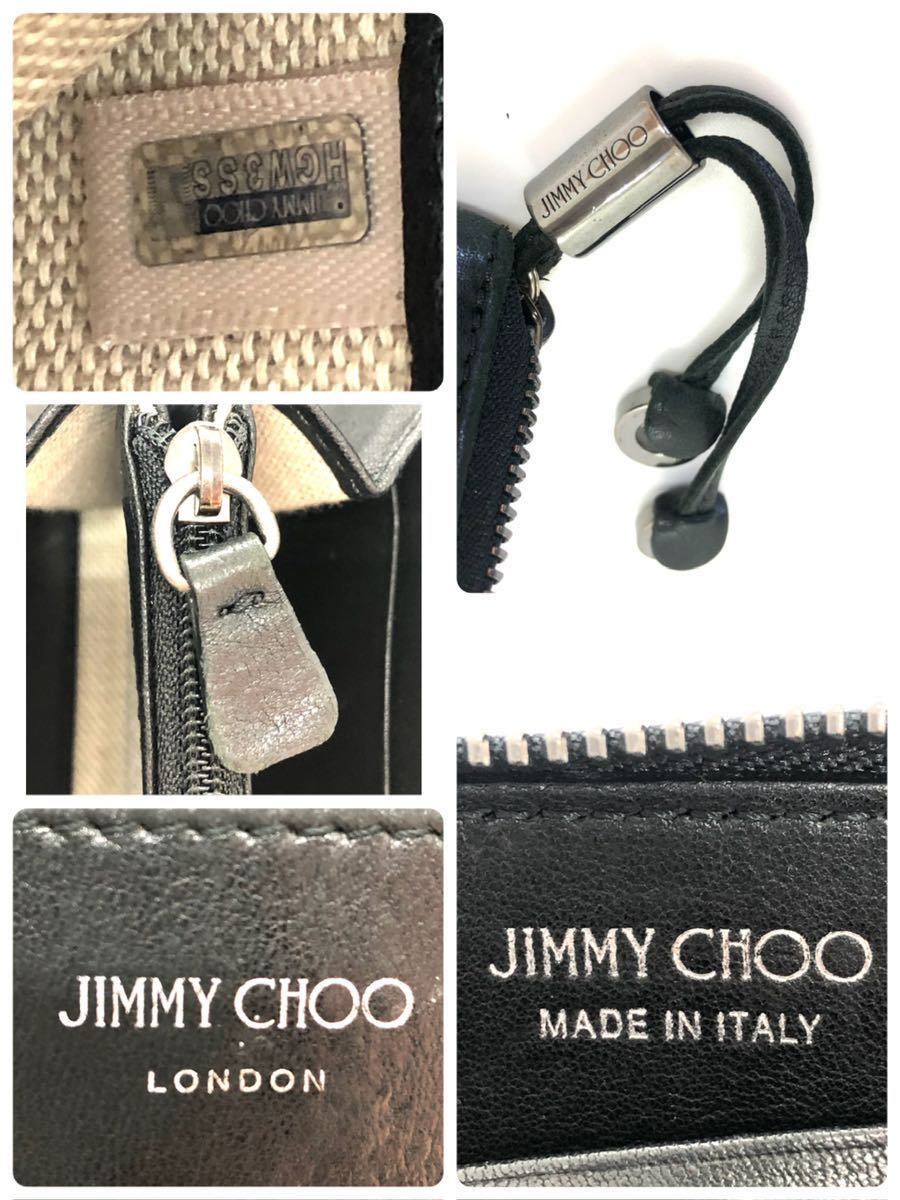 ■良品■JIMMY CHOO ジミーチュウ　Filipa フィリパ　ラウンドファスナー　スタースタッズ　レザー　イタリア製　タグあり　ブラック_画像9