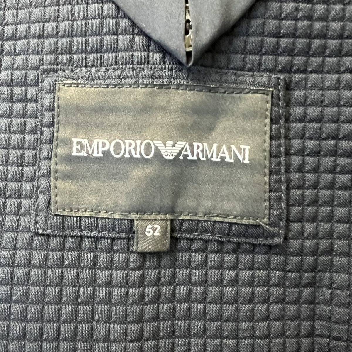 A02新品タグ付!!希少XL★EMPORIO ARMANI エンポリオアルマーニ　フーディーテーラードジャケット ウォッシャブル素材 ネイビー 紺 大きめ◎_画像6