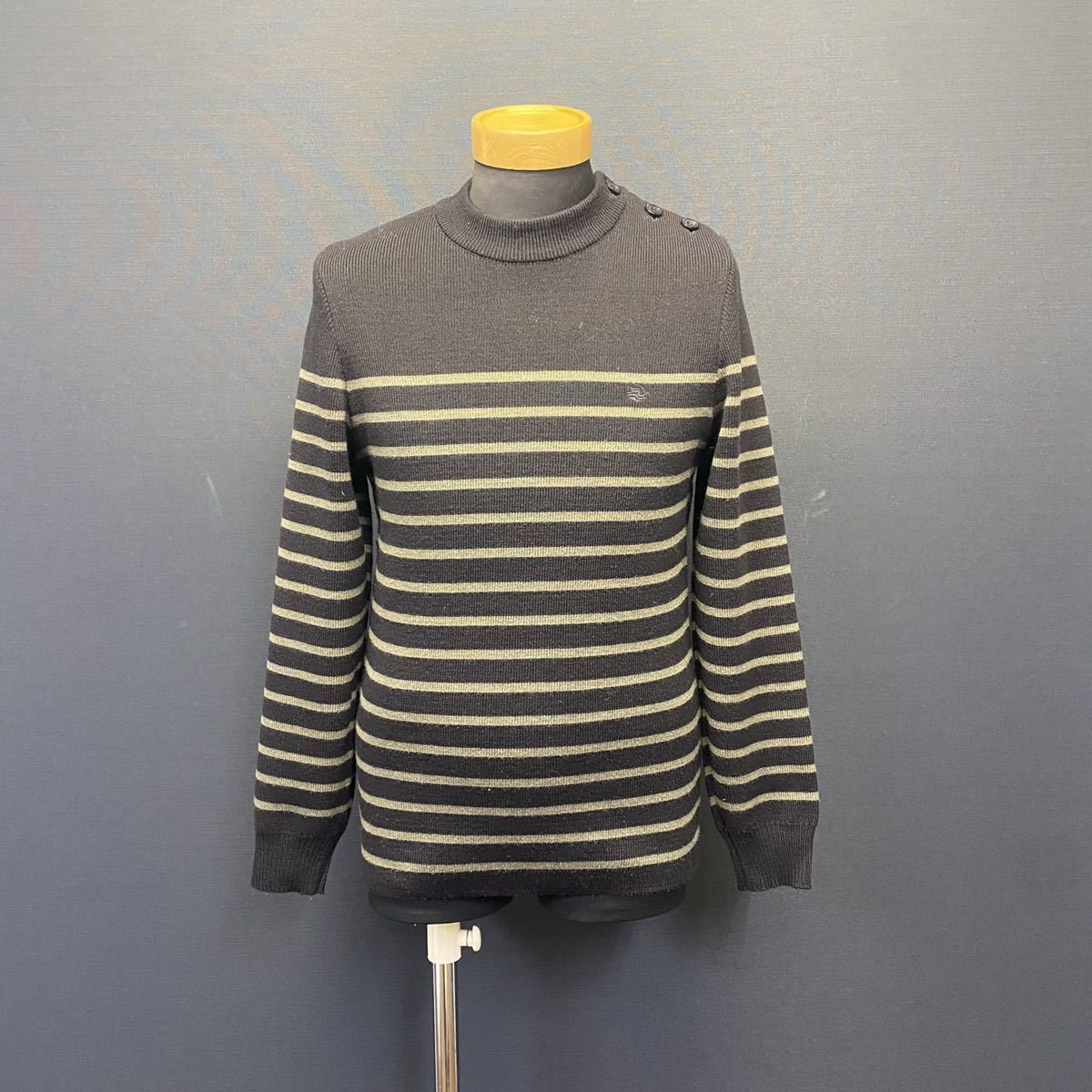 SAINT JAMES ボーダー柄 ニットセーター 黒 size S セントジェームス Knit Sweater ロングスリーブ 長袖