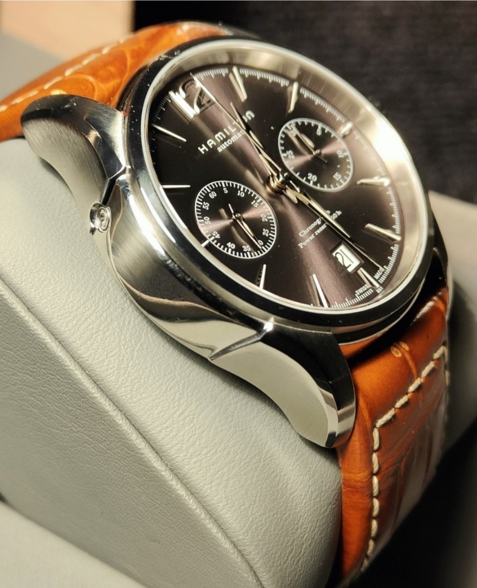 送料無料 2021年購入 Hamilton Jazz Master auto CHRONO ハミルトン ジャズマスター　オートマチック クロノグラフ カーキ khaki 腕時計_画像5