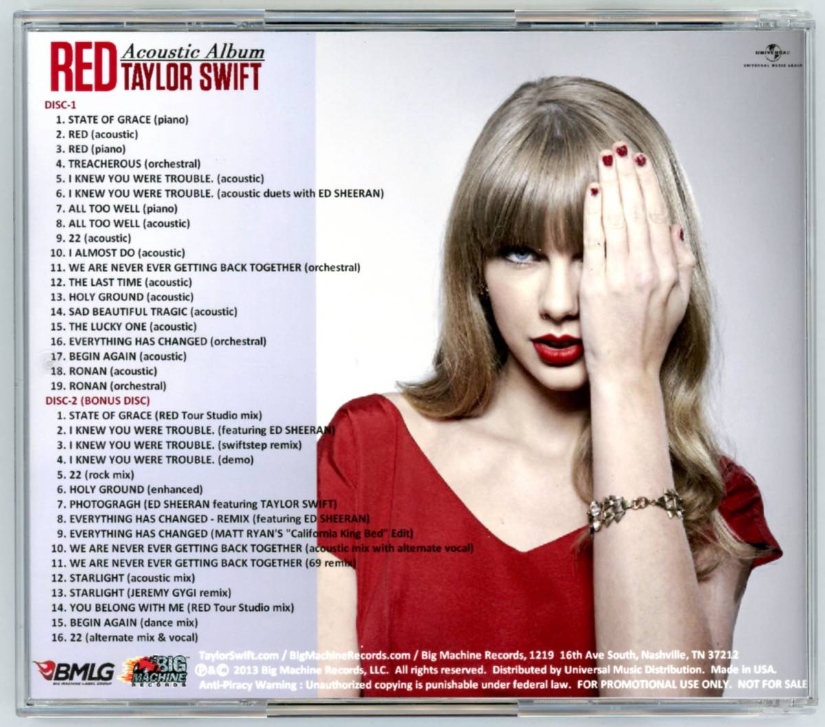 TAYLOR SWIFT RED Acoustic Album 2CD未開封新品_画像2