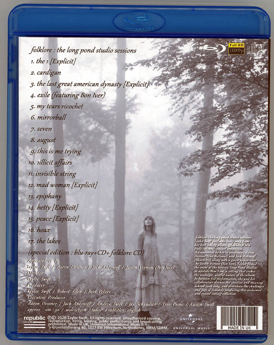 TAYLOR SWIFT folklore the long pond studio sessions(3枚組：Blu-ray+2CD)未開封新品_画像2