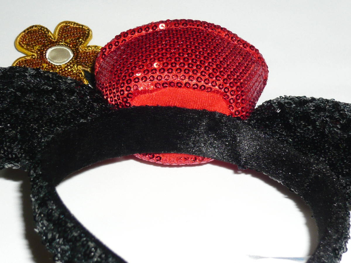  Tokyo Disney resort ограничение Old minnie украшен блестками лента-ободок б/у товар красный шляпа . цветок Minnie Mouse party и т.п. TDR для взрослых 