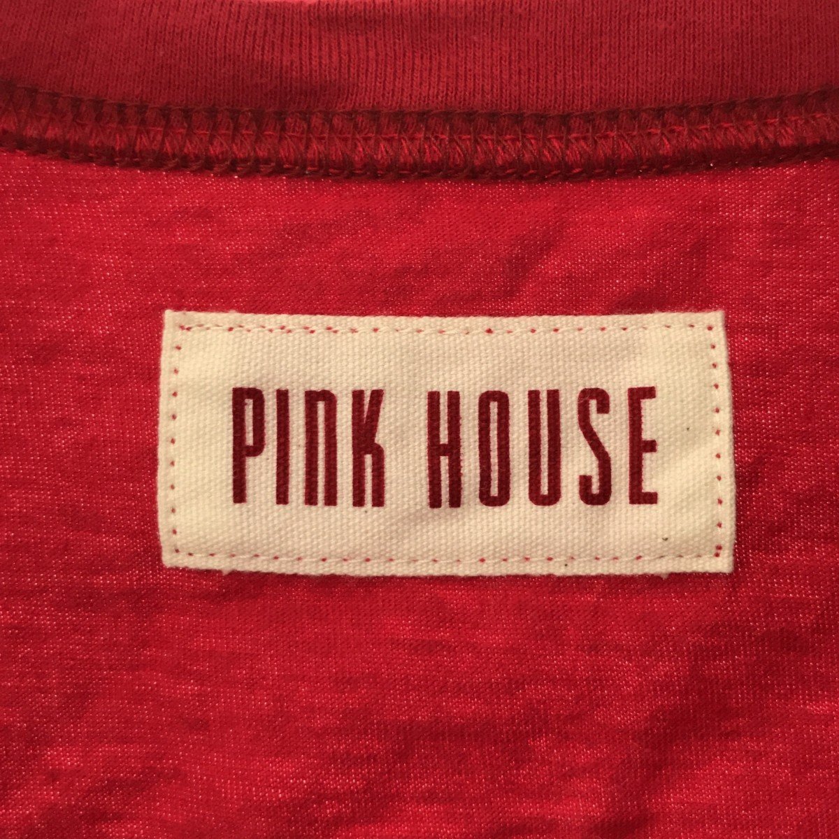 PINK HOUSE Pink House Logo принт оборка дизайн карман футболка трикотаж с коротким рукавом 3 M красный деньги .KARL HELMUT Karl ад m