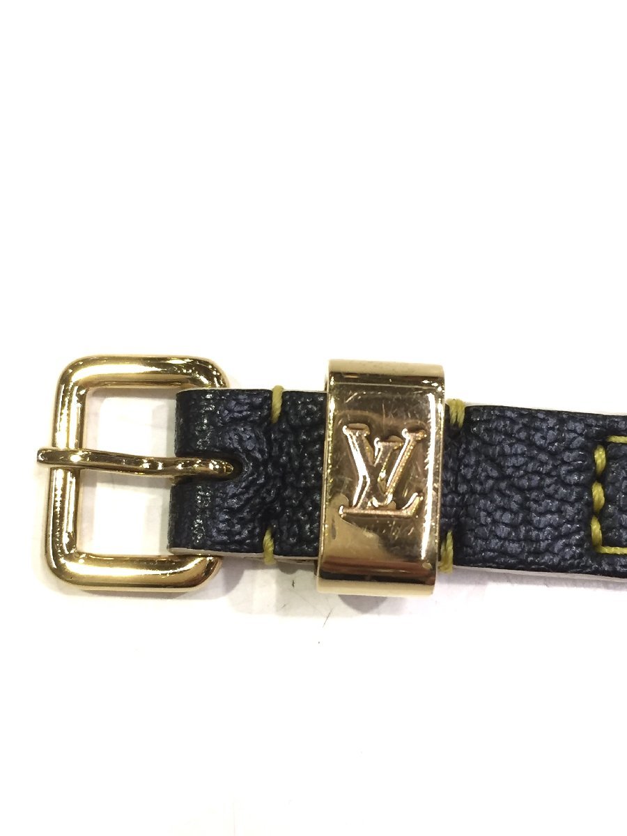  box attaching LOUIS VUITTON Louis Vuitton M91844 SN1003 DOUBLE TOURdubru toe ru bracele bangle leather × studs black 