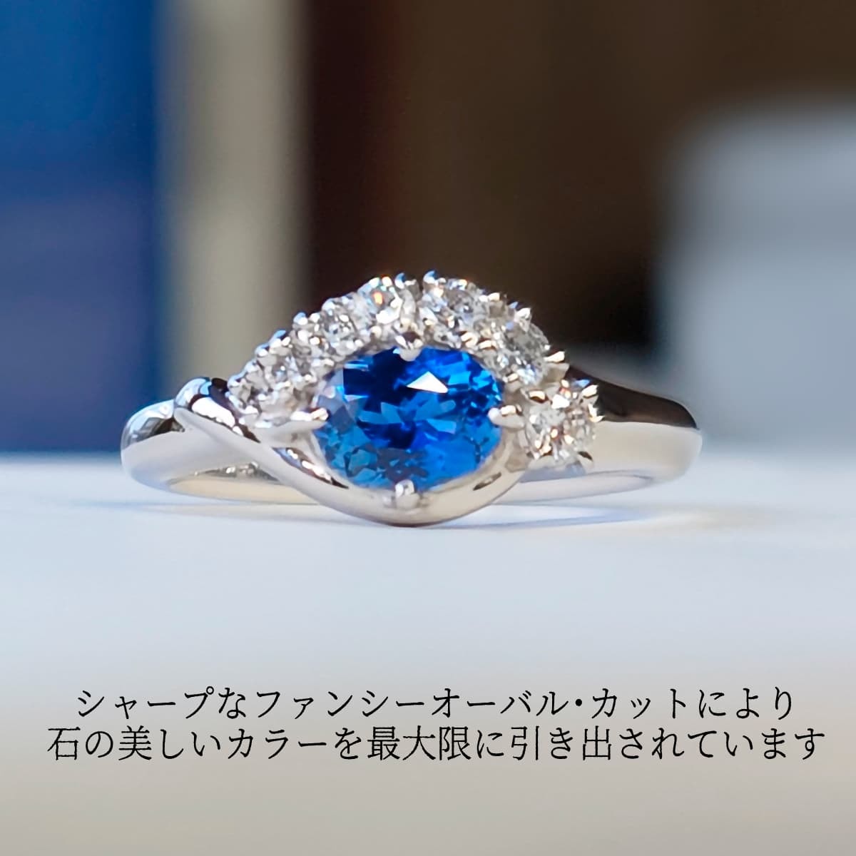  сапфир кукуруза цветок голубой кольцо бриллиант кольцо платина PT900 натуральный 