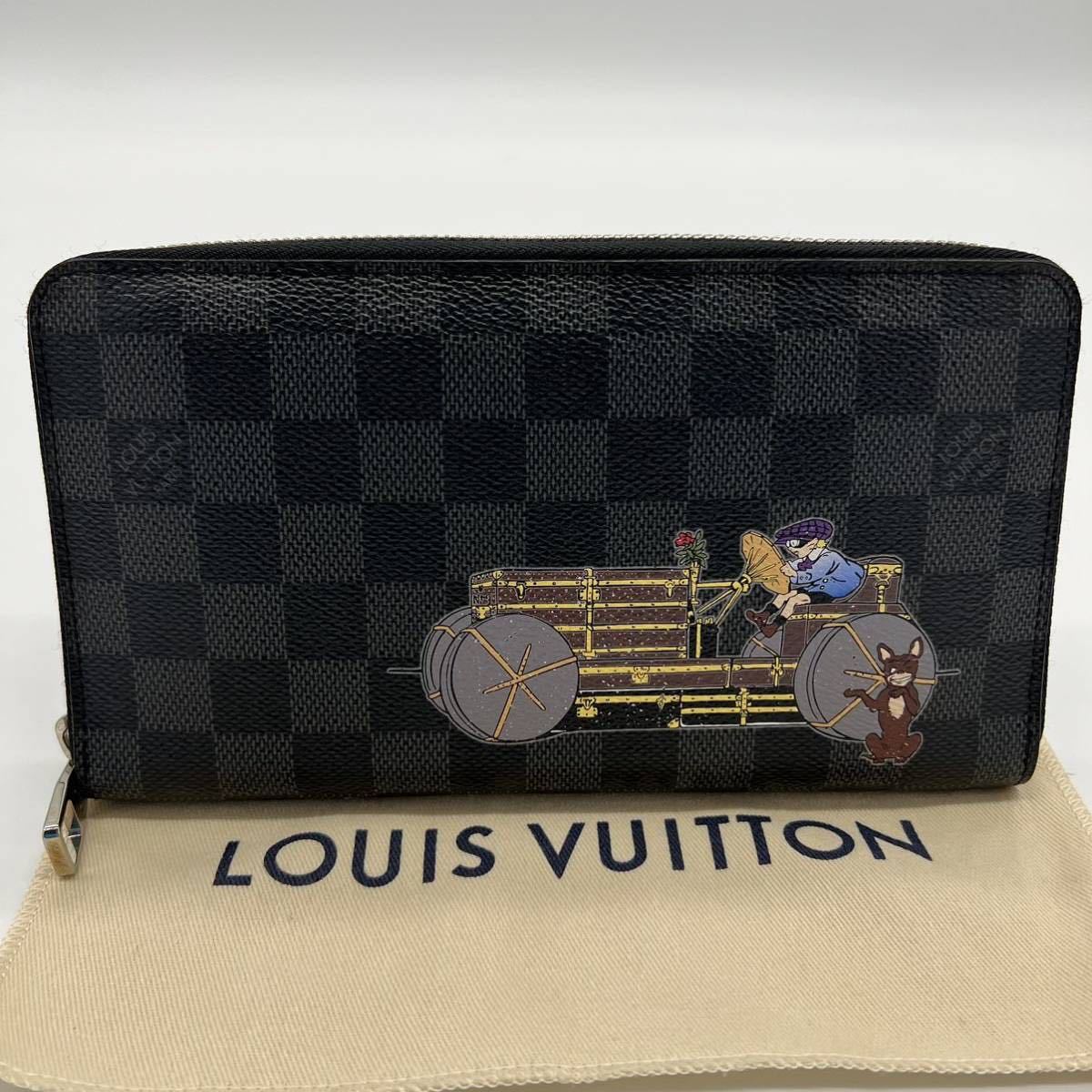 1円【極美品】ルイヴィトン LOUIS VUITTON オーガナイザー 長財布 ラウンドファスナー ダミエグラフィット イリュストレ メンズ ビジネス_画像2