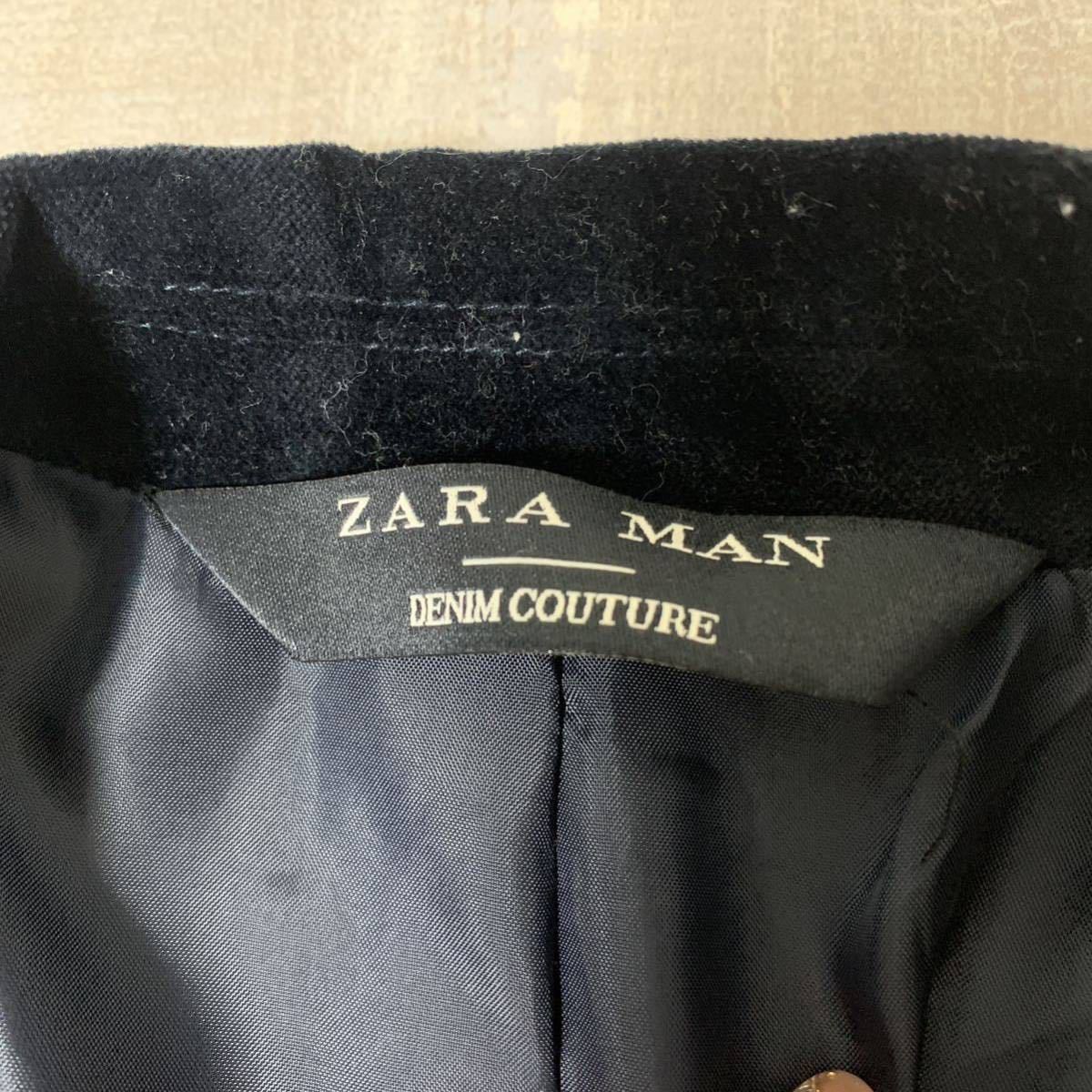 【新品タグ付】ZARA MAN ベロア ベルベット 2B テーラード ジャケット ザラマン ネイビー 紺 ブレザー 別珍 サイズ46 ML相当 メンズ_画像4
