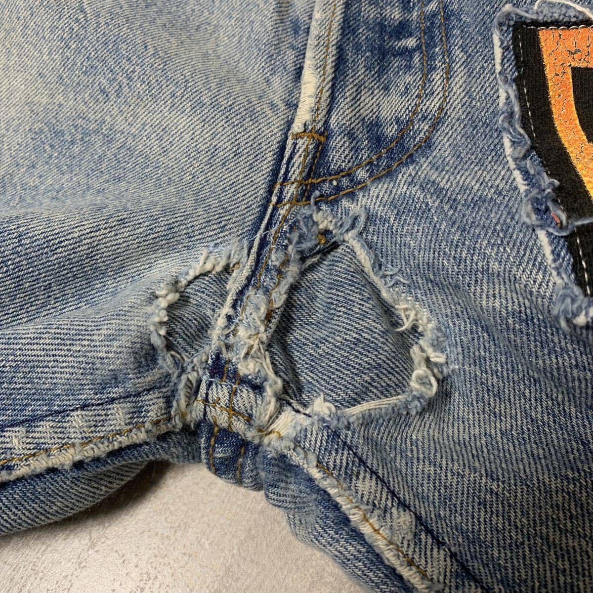 【USA製 W32 L30】90s Levi’s 501 リメイク クラッシュ ダメージ ユーズド デニム パンツ リーバイス 米国製 メンズ ヴィンテージ_画像10