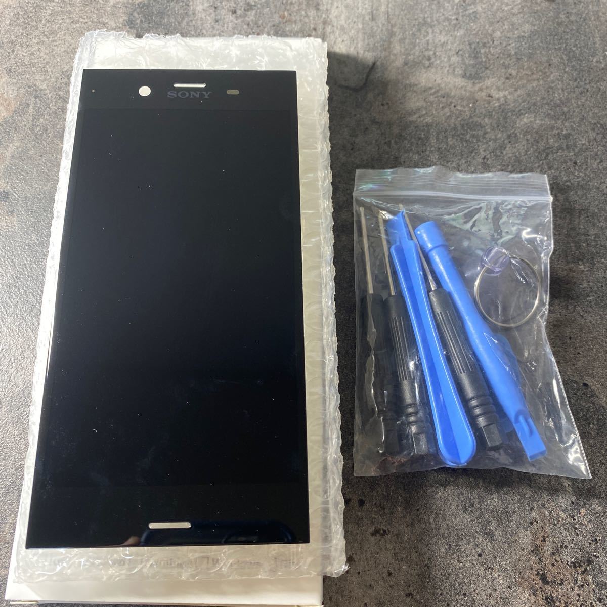 2312217☆ 【モバデジ】 Xperia XZ1 液晶 画面 修理 交換 フロントパネル 工具 セット エクスペリア (黒)_画像1