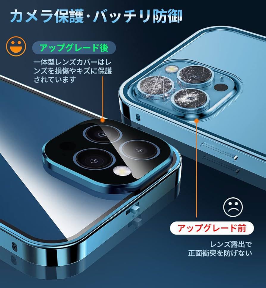 2312179☆ NIANGUO【ロック機能付き・自動ポップアップボタン】 iPhone12 Pro Max 用 ケース クリア 【両面強化ガラス】 9H硬度_画像4