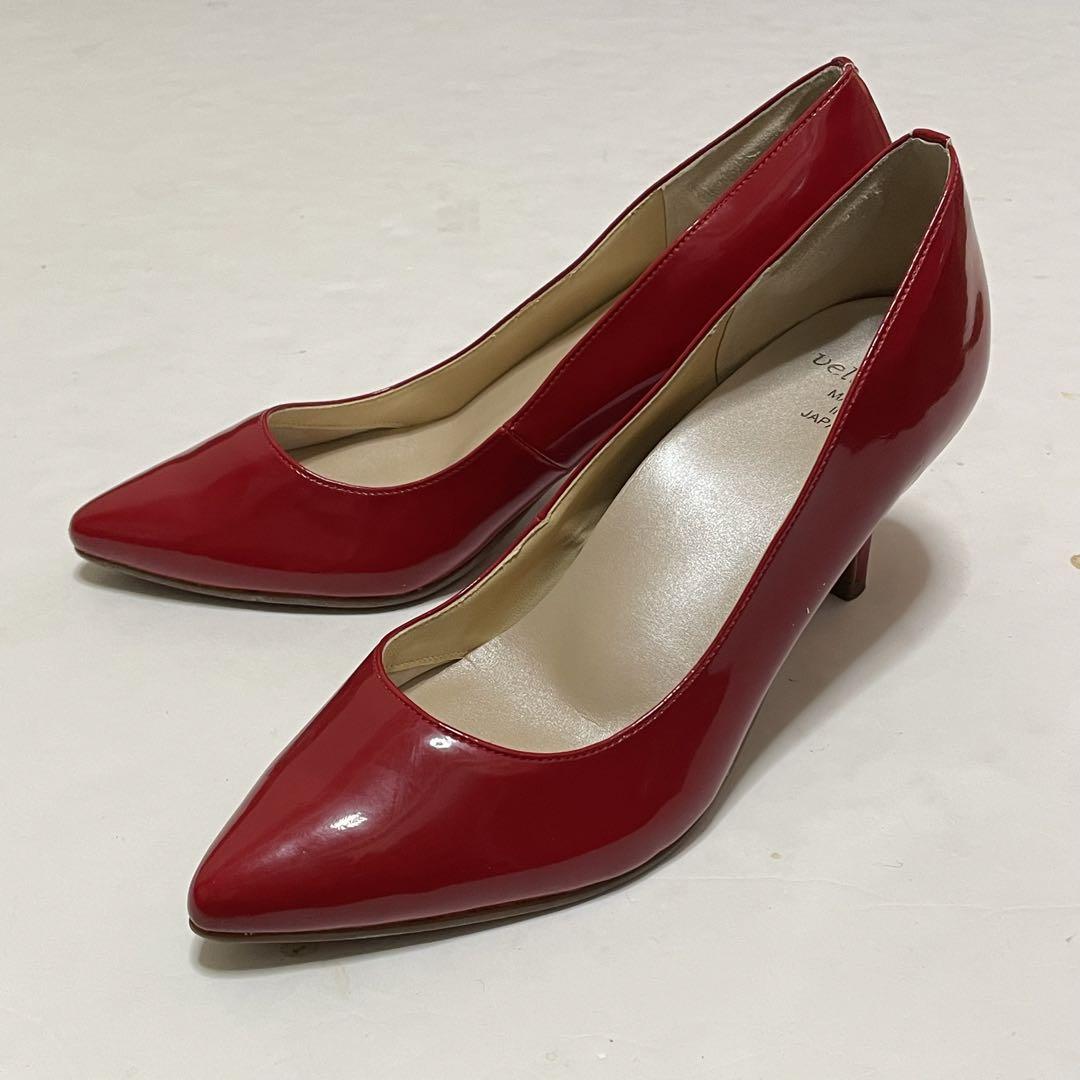 velikokoveli here 25.0cm red enamel pumps 