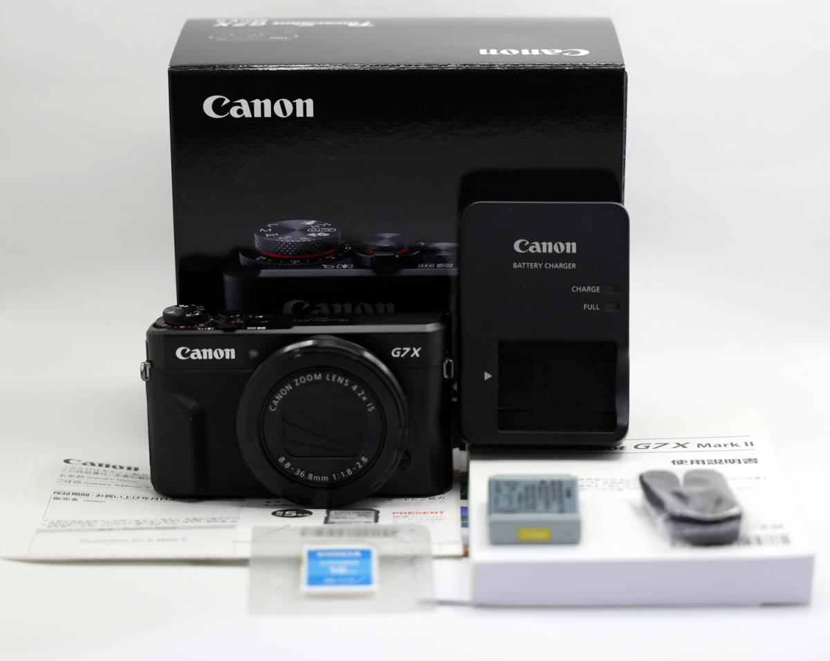 美品！CANON Powershot G7X Mark II Mark2 マーク2 1インチ 高級 コンデジ キヤノン キャノン 16GBSDカード付 コンパクト デジカメ 高倍率_画像1