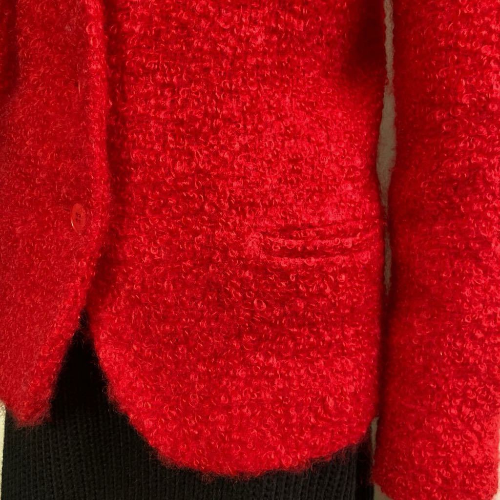 送料無料■美品♪アニエスベーのカールヤーンツィード赤のジャケット・38_画像8