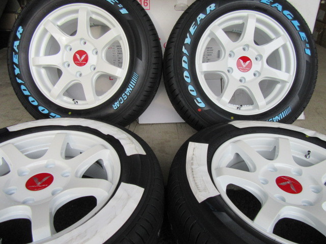 GIBSON CAMYURA 16x6.5 +38 6-139.7 パールホワイト GY NASCAR 215/65R16セット 200系ハイエース レジアスエース ボンゴブローニイバン