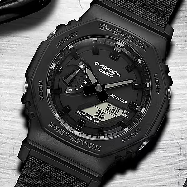 送料無料 特価 新品 カシオ正規保証付き G-SHOCK GA-2100BCE-1AJF 黒 CORDURA クロスバンド カシオーク 薄型 デジタル 針 メンズ腕時計