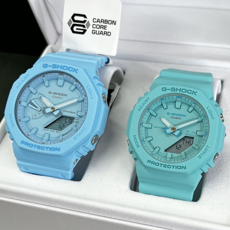 G-SHOCK ペアセット ブルー GA-2100-2A2JF ターコイズブルー GMA-P2100-2AJF 薄型 針 デジタル 腕時計 カップルコーデ_画像3