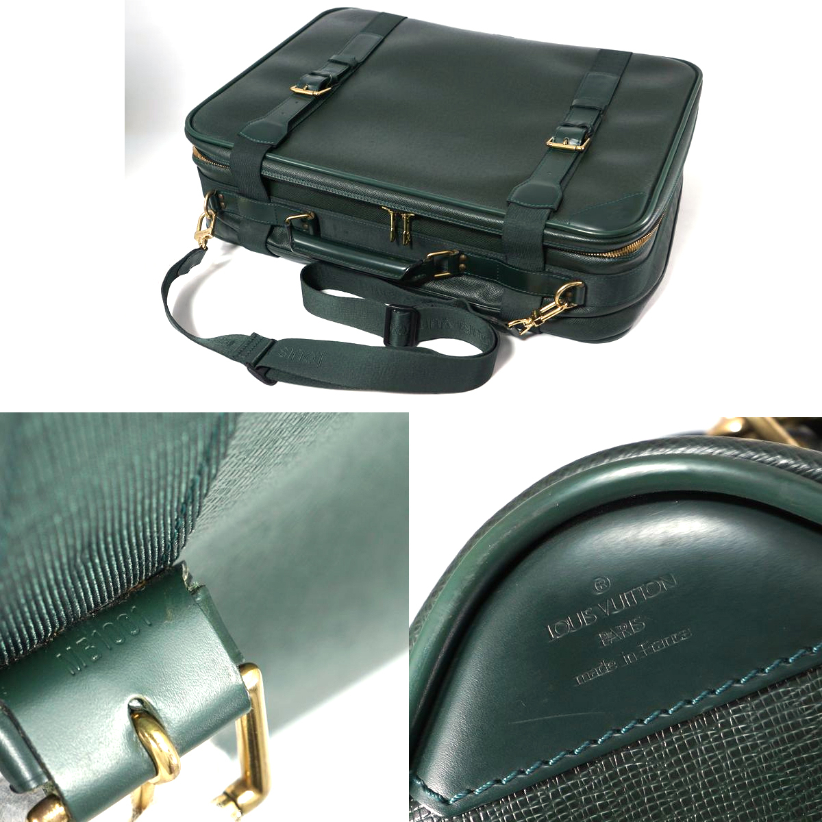 【極美品】Louis Vuitton タイガ サテライト53 スーツケース エピセア ボストン 深緑 鞄 ショルダーバッグ メンズ レディース M30094_画像10