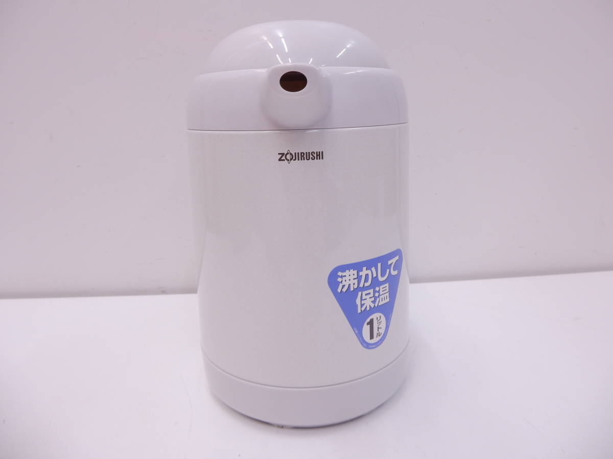 家電祭 ZOJIRUSHI 電気ポット CH-CE10-WG 2019年製 コード欠品 1L マイポット ホワイトグレー 象印 共箱付 使用品 作動未確認 長期保管品_画像3