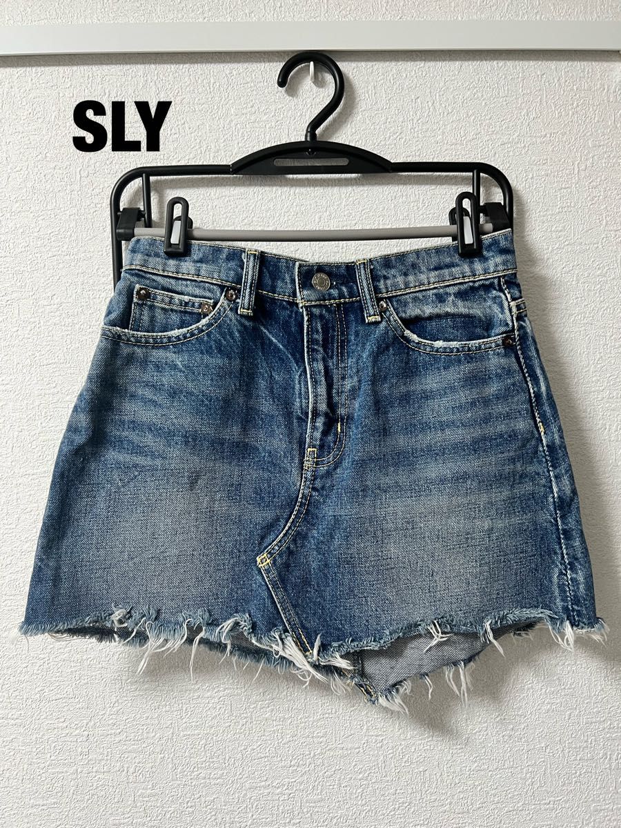 SLY デニムスカート ダメージ ブルー ライトブルー ジーンズ　ミニスカート