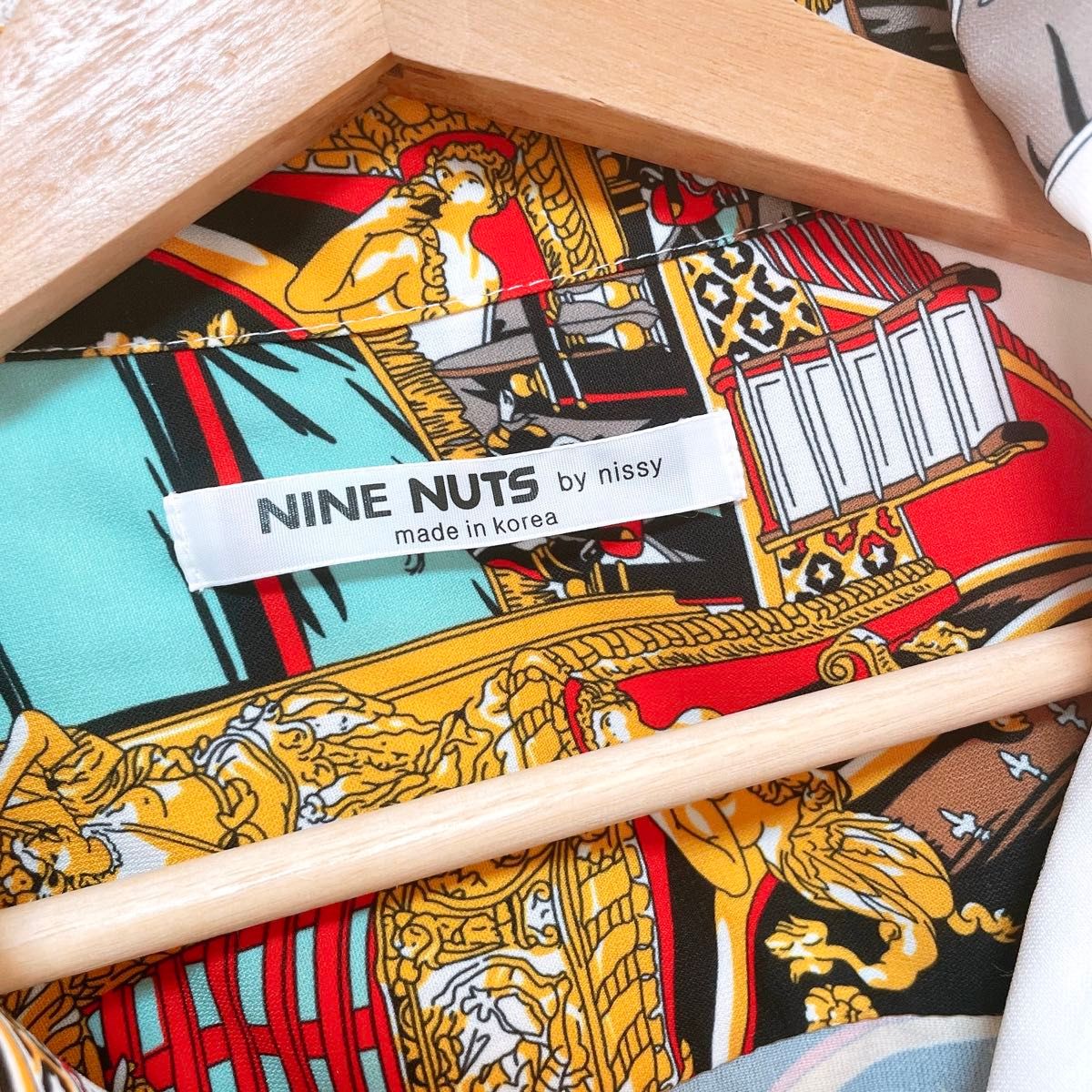 NINE NUTS by nissy 柄シャツ レトロシャツ ヴィンテージ 古着 メンズシャツ 長袖 レトロ