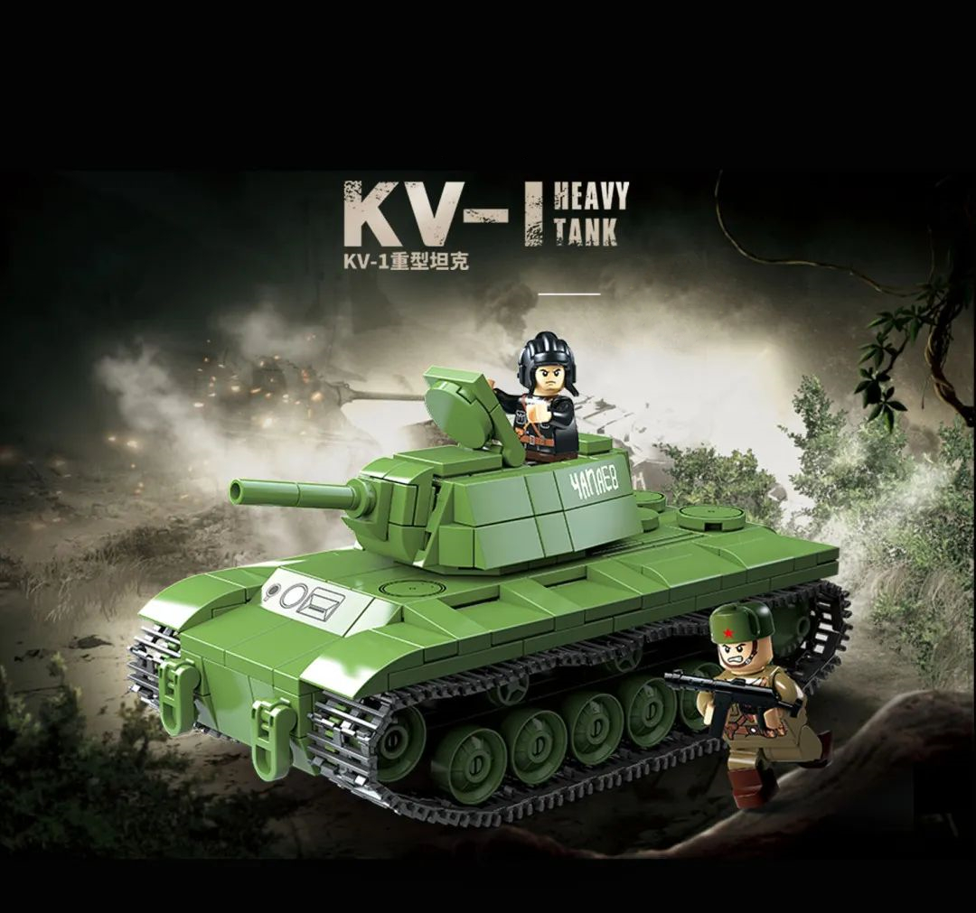 ★新作★【レゴ互換】ミニフィグ WW2 ロシア軍KV-1戦車+2体兵士_画像1