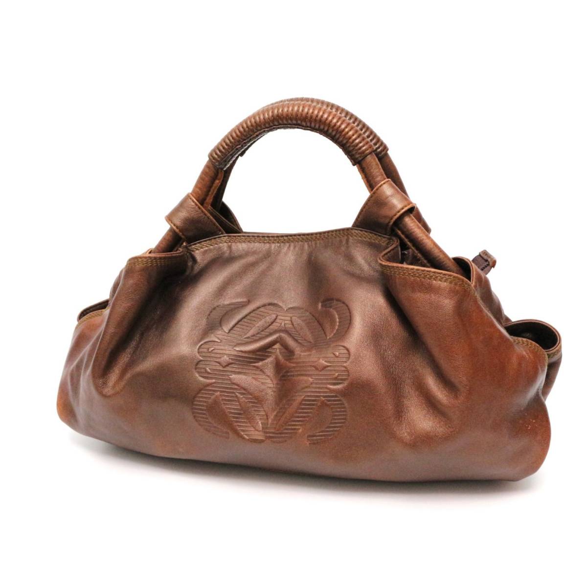 ロエベ ナッパアイレ ハンドバッグ レザー 本革 茶 ブラウン brown ブロンズ LOEWE ブランド品 ハイブランド ラグジュアリー レディース