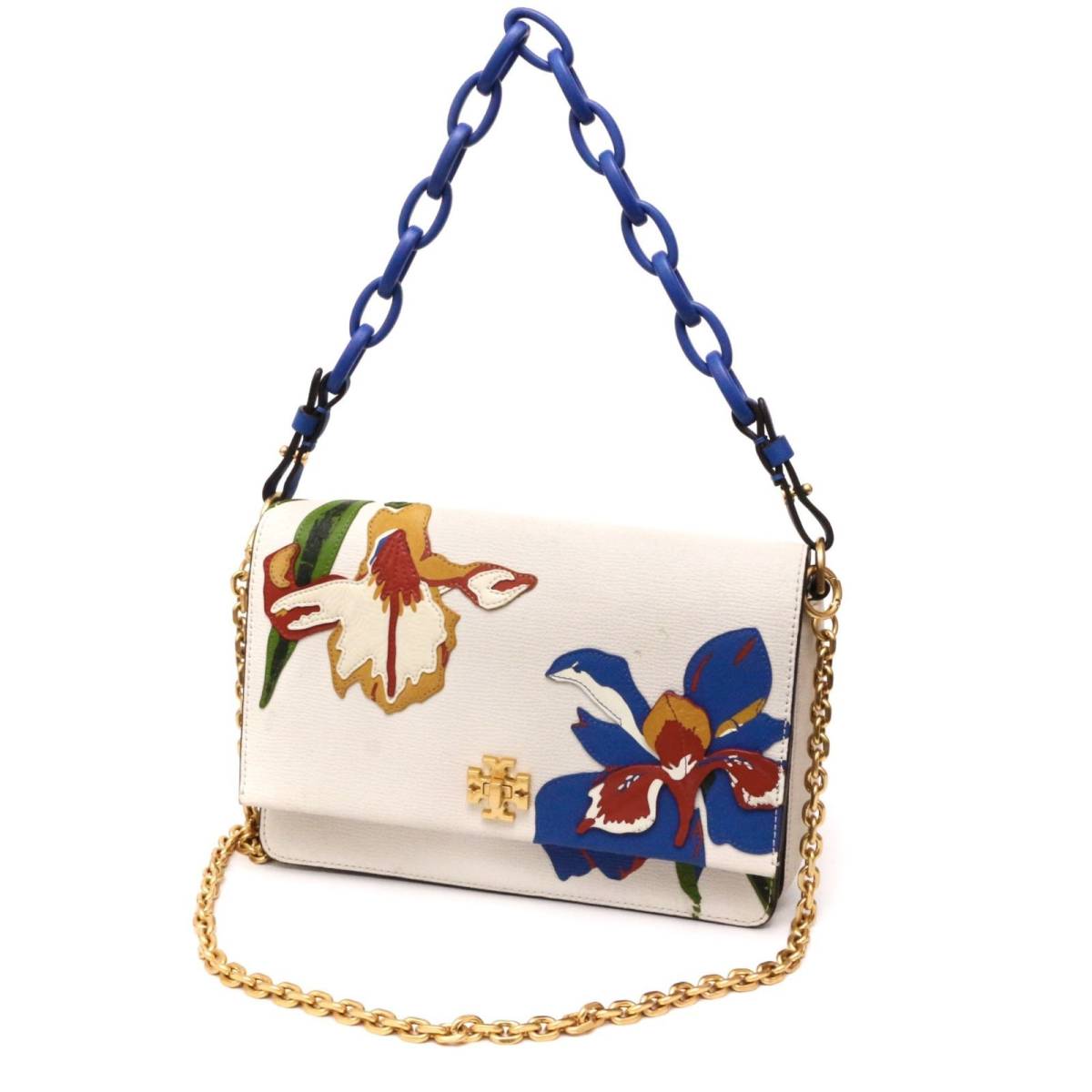トリーバーチ ショルダーバッグ ハンドバッグ チェーン 花 プラチェーン ターンロック ゴールド金具 レザー 白 ホワイト white Tory Burch トリーバーチ ショルダーバッグ ハンドバッグ チェーン 花 プラチェーン ターンロック ゴールド金具 レザー 白 ホワイト white Tory Burch