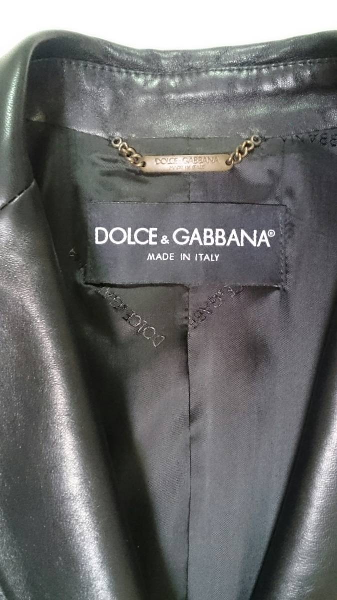 新品90万円★DOLCE&GABBANA/原点回帰★最高峰ラムスキンジャケット/IMPERIAL2ボタンピークドラぺル/黒★46_画像5