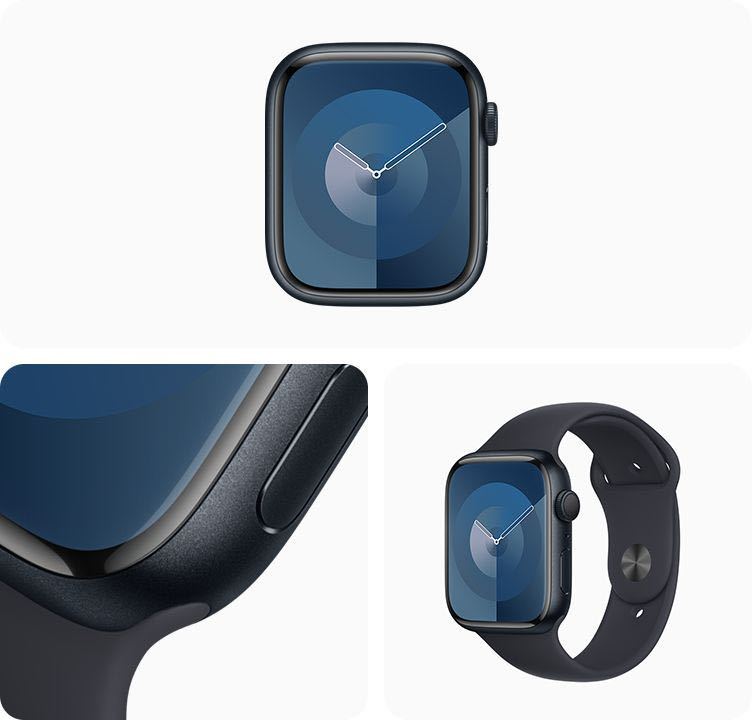 Apple Watch Series 9（GPSモデル） 45mmミッドナイトアルミニウムケース ミッドナイトスポーツバンド M/L_画像2