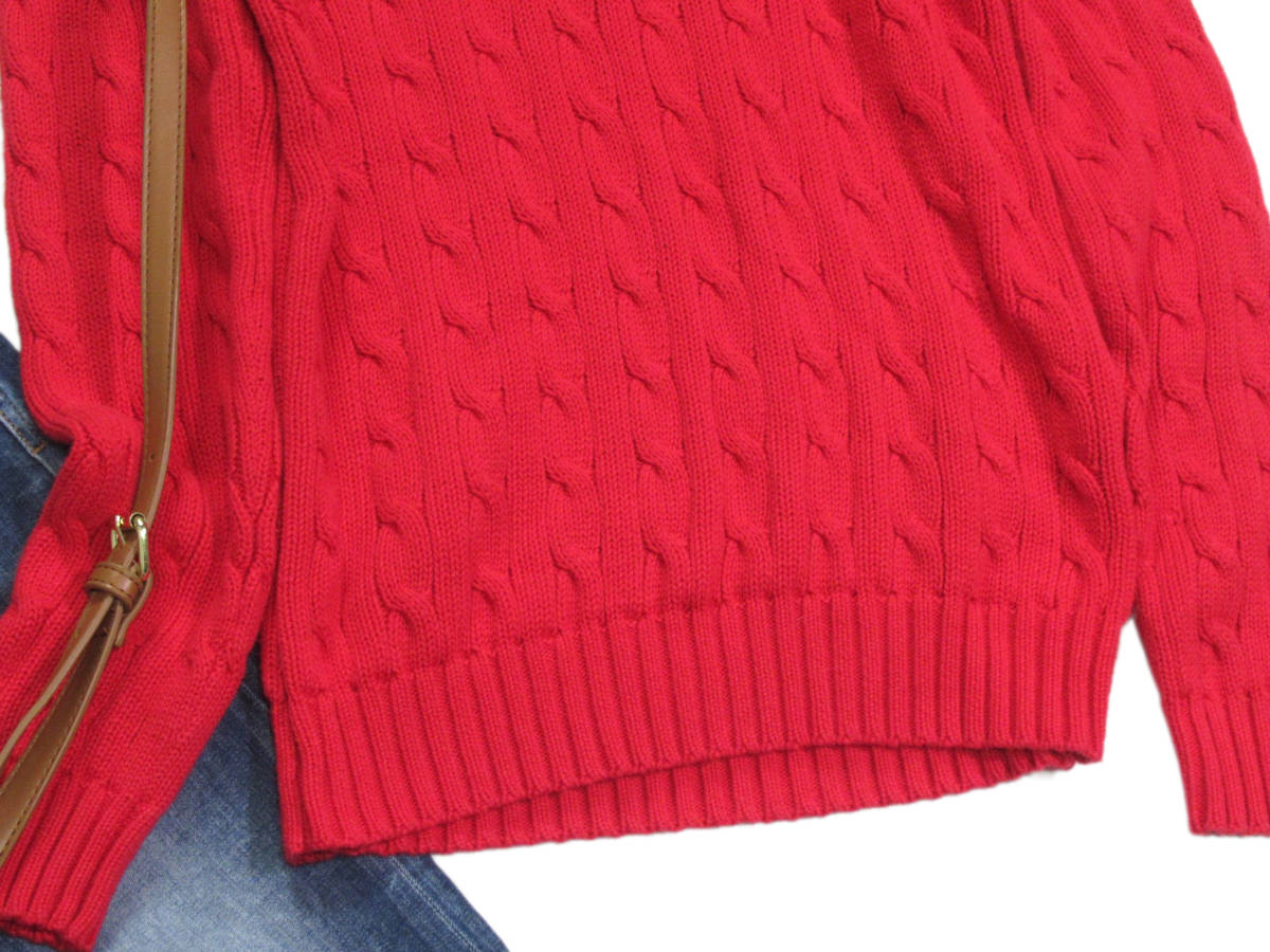 ラルフローレン RALPH LAUREN SPORT 大人可愛い☆ 綿 コットン ポニー刺繍 ケーブルニットプルオーバー セーター XS 155/80A_画像4