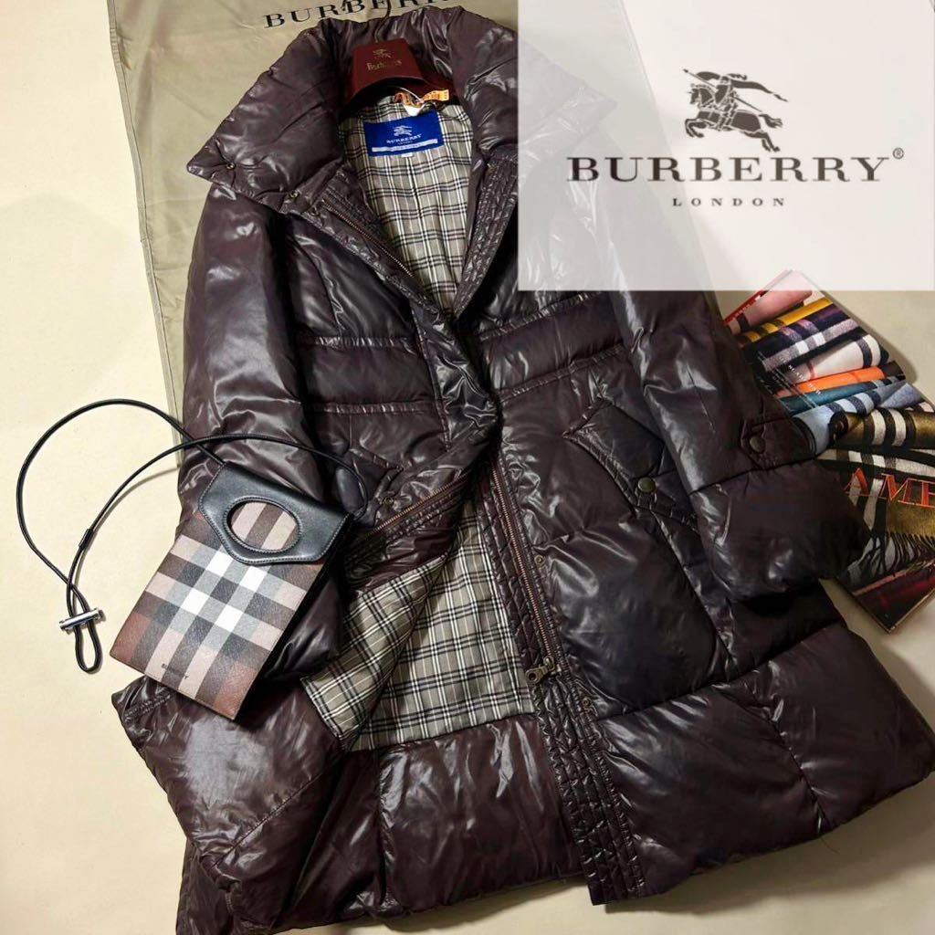 N13【ふんわりロングダウンを纏う】参考価格14万●超美品BURBERRY ●高級ダウン80%ジャケットコート　バーバリー　コート　レディース　_画像1